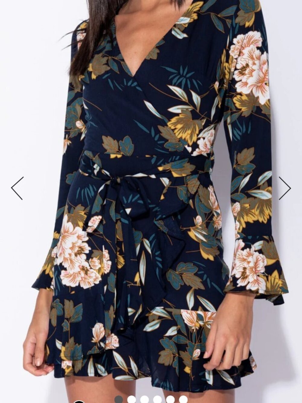 Parisian navy floral mini dress 4 ruffle